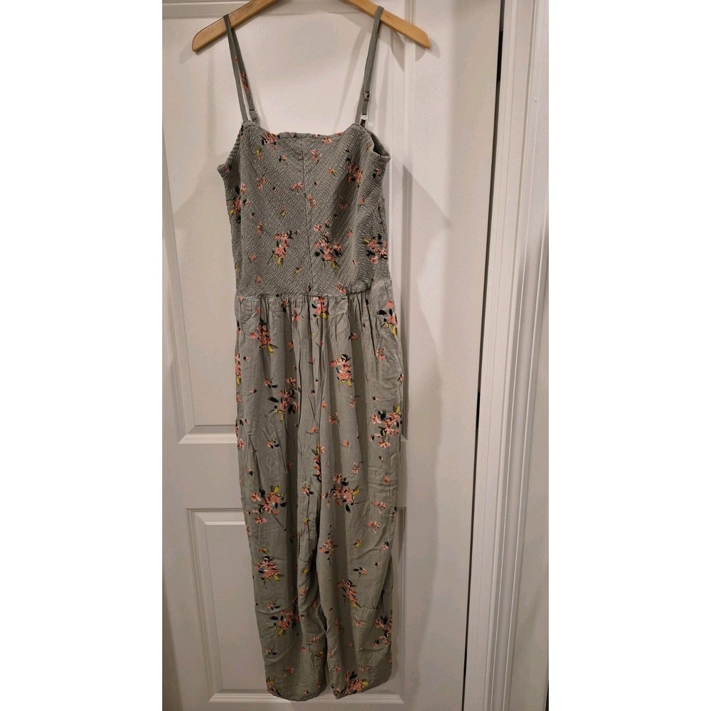 Maurices Women's Plus 2XL Green Floral Strappy Wide Leg Jump Suit Cottage Core